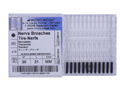 Nerve Broache n30 short Hand. 56 MM - инструменты эндодонтические (пульпоэкстракторы 12 шт.)