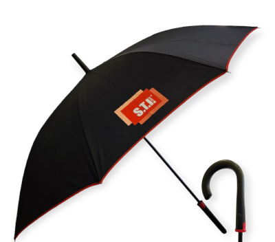 Зонт-трость с  logo STI,полуавтомат,черный 