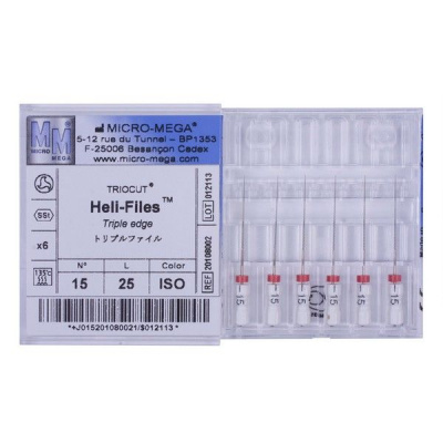 Helifile n15 L:25 mm Handle 09 ISO - инструменты эндодонтические (файлы ручные 6 шт.)