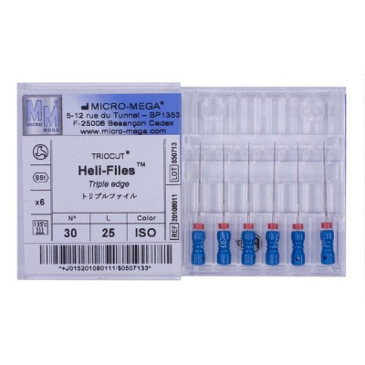 Helifile n30 L:25 mm Handle 09 ISO - инструменты эндодонтические (файлы ручные 6 шт.)