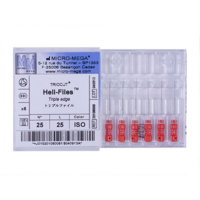 Helifile n25 L:25 mm Handle 09 ISO - инструменты эндодонтические (файлы ручные 6 шт.)