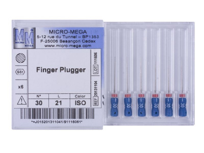 Finger Plugger n30 L21 2% (steel) - инструменты эндодонтические (6 шт.)