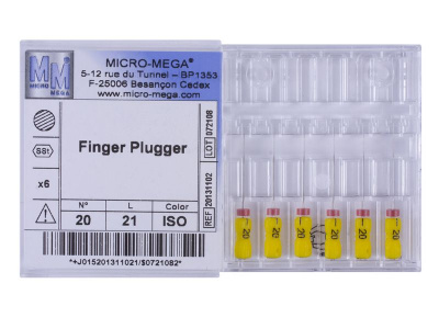 Finger Plugger n20 L21 2% (steel) - инструменты эндодонтические (6 шт.)