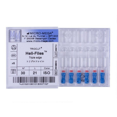 Helifile n30 L:21 mm Handle 09 ISO - инструменты эндодонтические (файлы ручные 6 шт.)